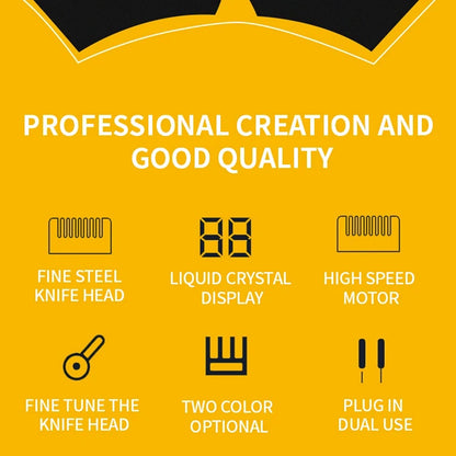 Snipawsi Pet Hair Clippers with icons and text on a yellow background