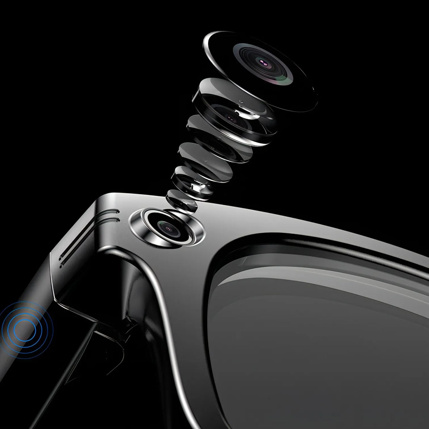 Close-up of a motorcycle suspension system with a black background