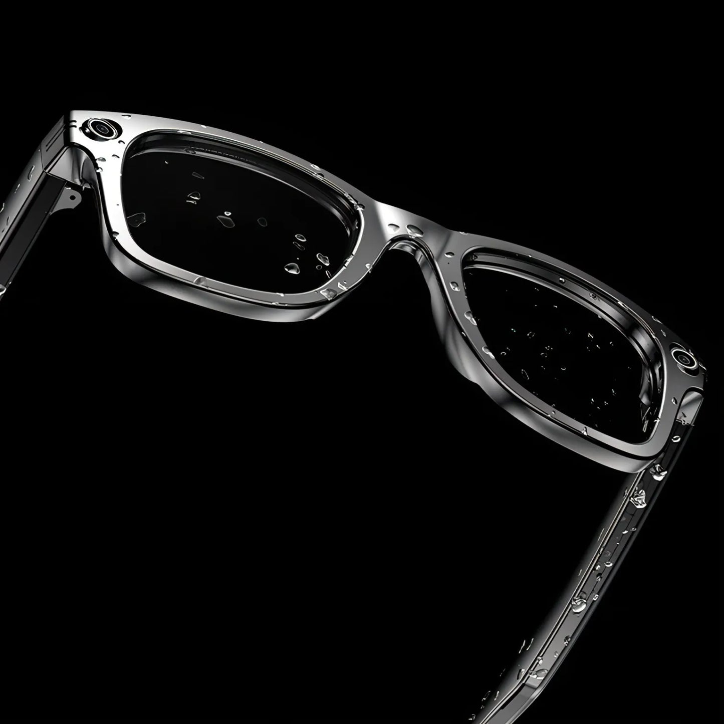 Sonovax Smart Glasses with a metallic frame on a black background