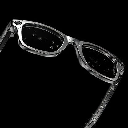 Sonovax Smart Glasses with a metallic frame on a black background