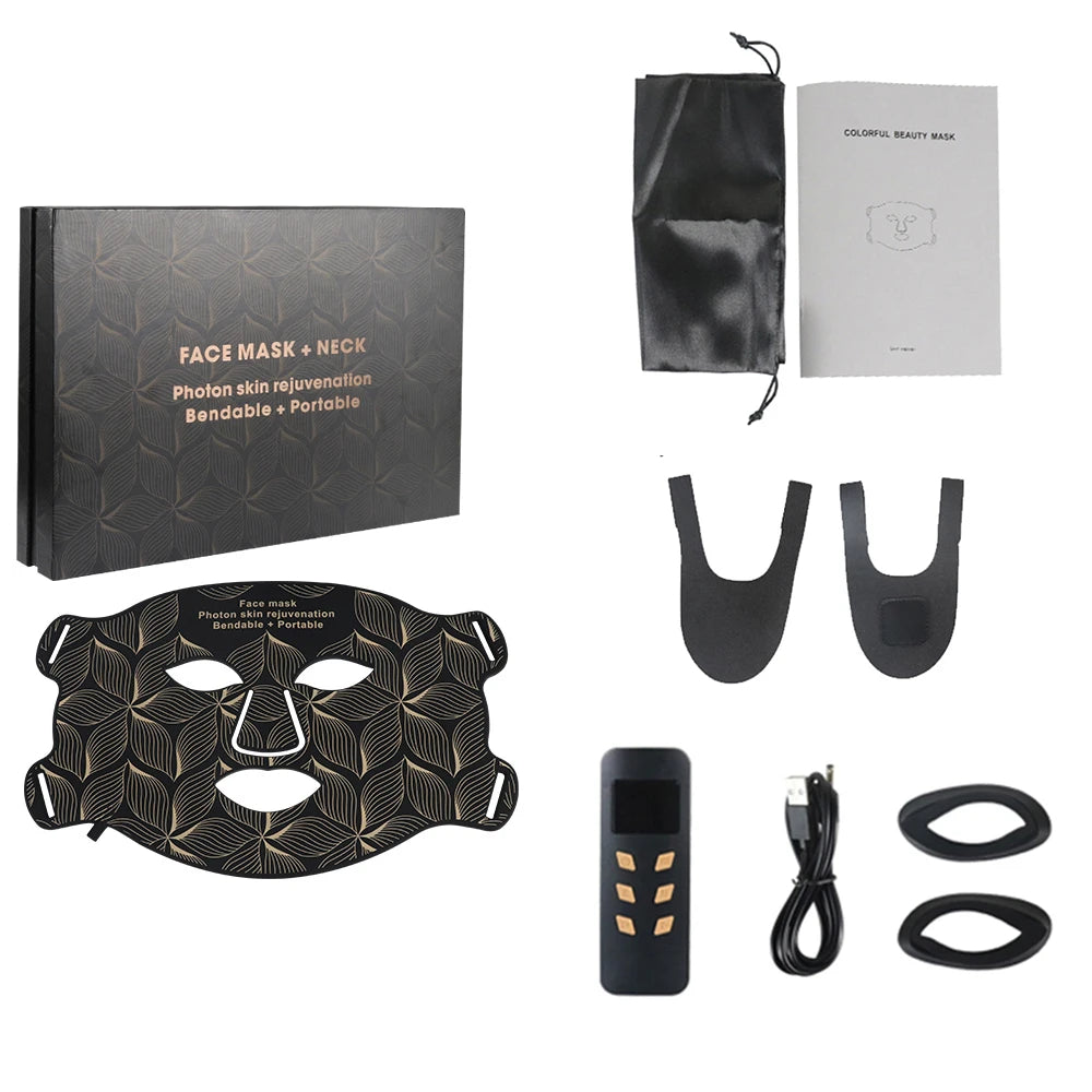 SpectraSkin LED Mask rejuvenation kit with packaging and accessories on a white background