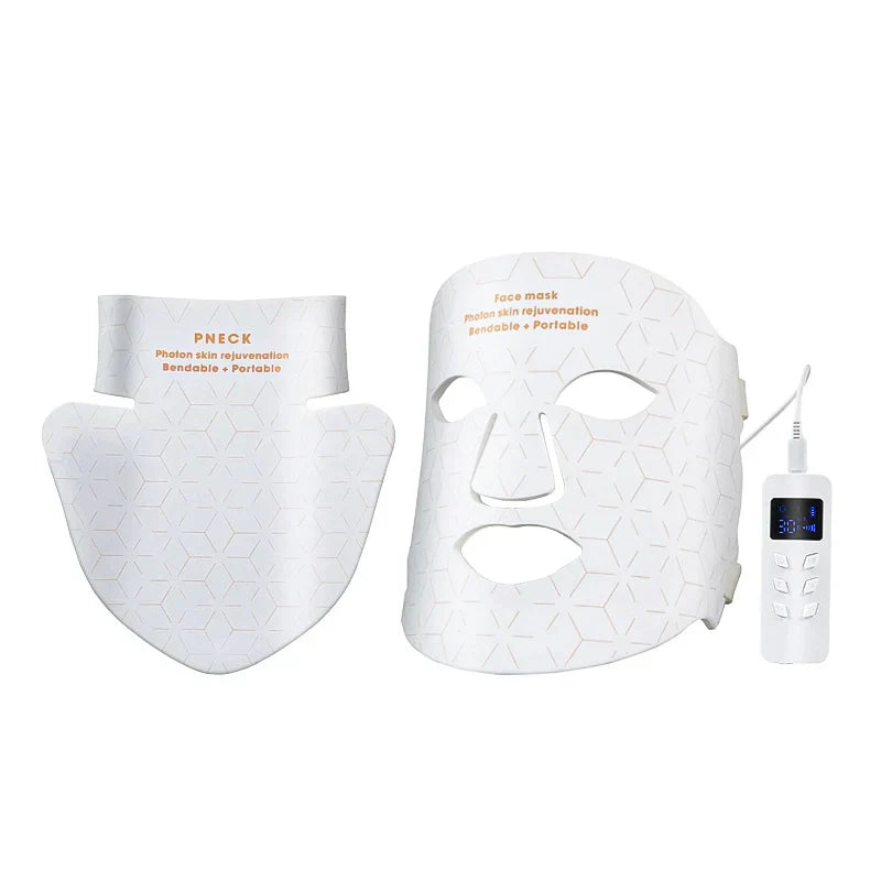White Stonnic LED Mask with remote control on a white background