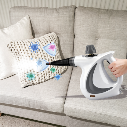 Person using a Stonnic Steam Cleaner on a pillow on a couch