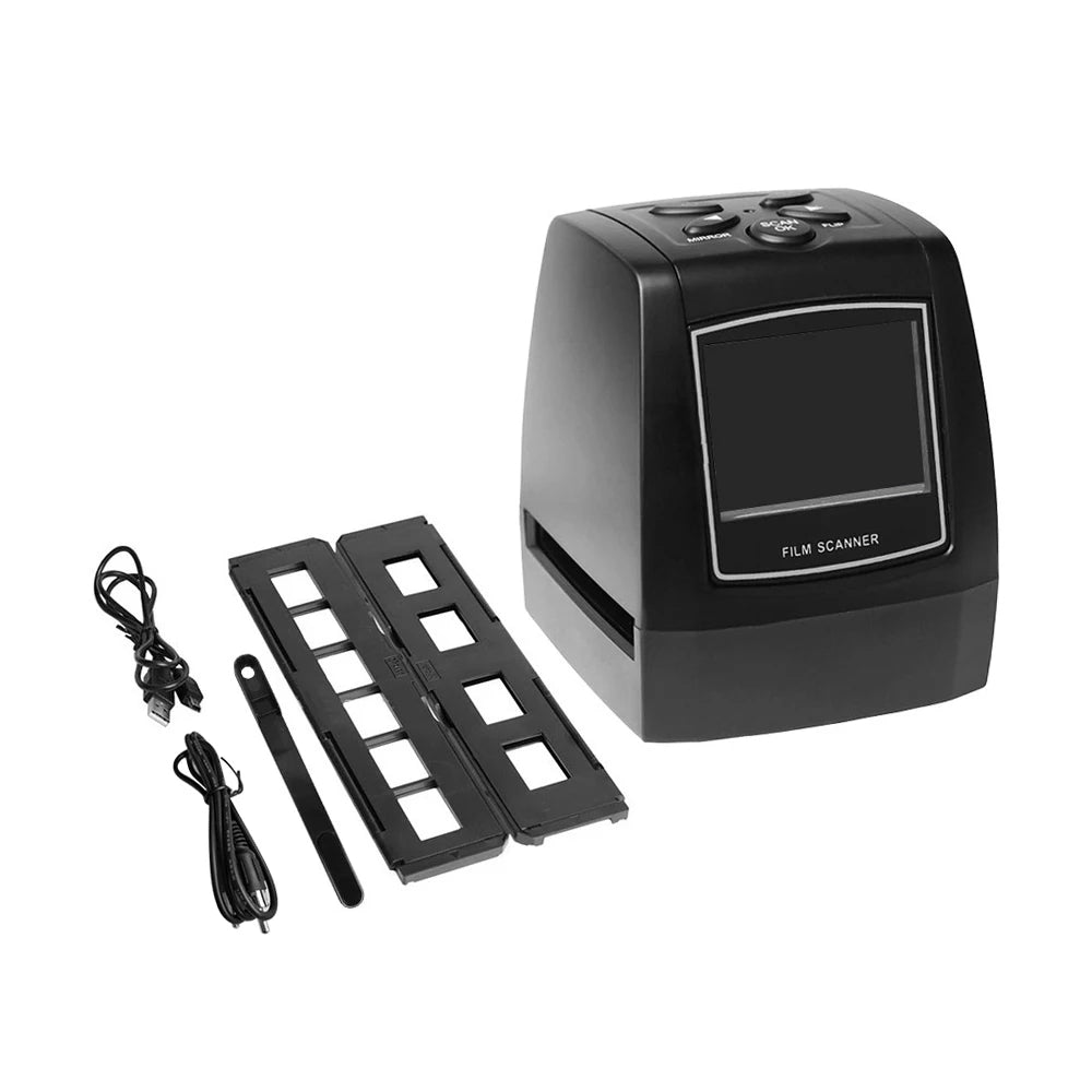 Tayvos Digital Film & Slide Scanner with accessories on a white background