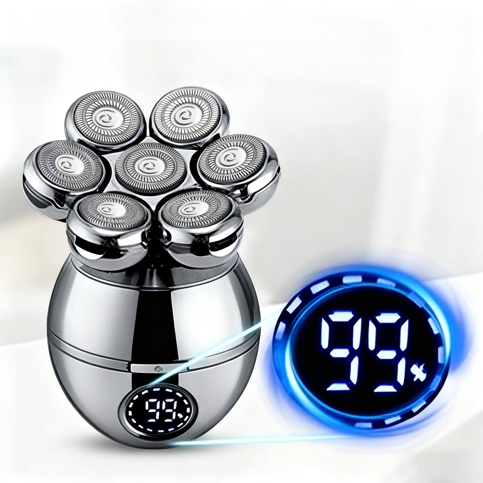 Vassco 6 in 1 Shaving Kit For Men with multiple heads and a digital display on a white background
