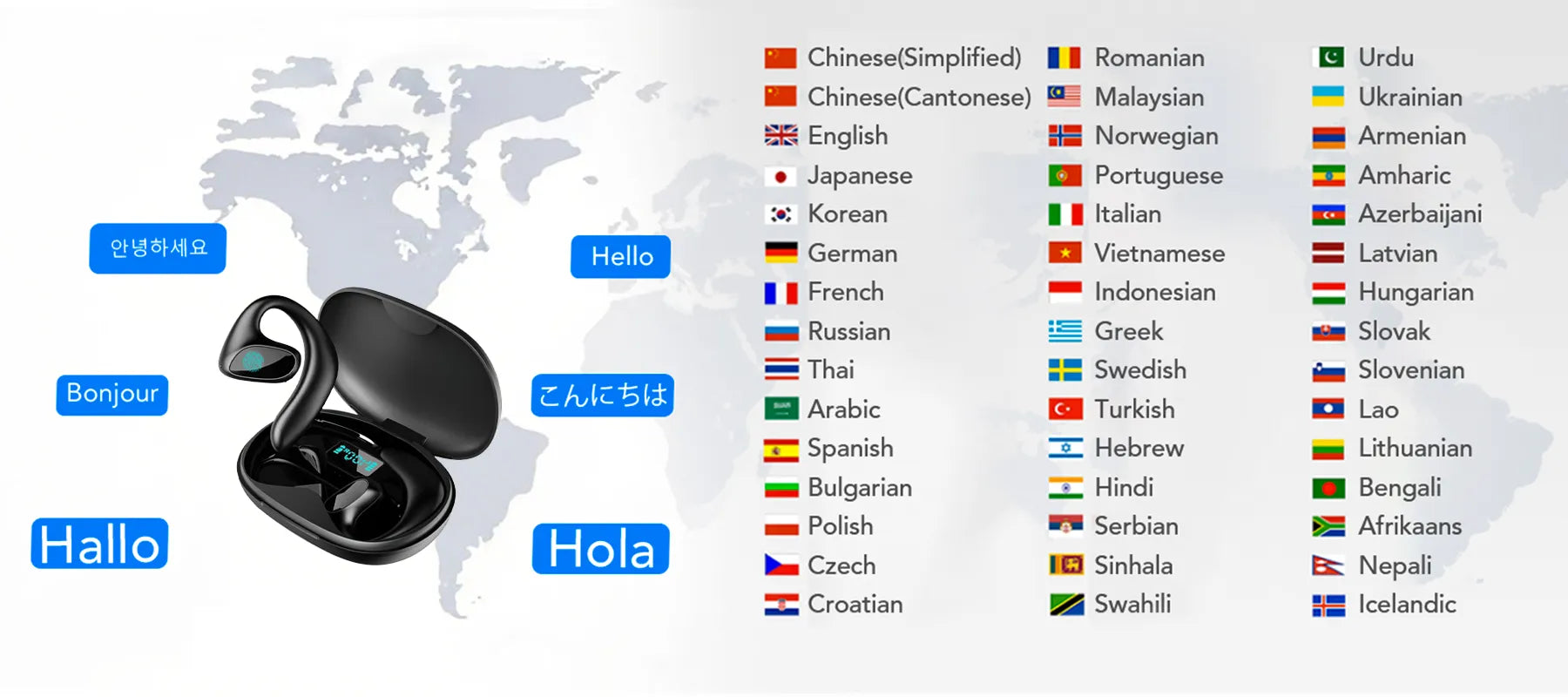 Venloria AI Translation Earbuds 140 Languages
